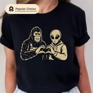 Alien Heart Hands and Bigfoot Svg Png file, Cryptid Funny Friend Shirt Png, Kids, School Stickers, Cartoon Png file, Png file, Mom dad gift