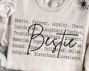 Bestie Text Shirt design Png file, Friendship Quote Design, Matching Bestie Shirts, Gift for Best Friend, Bff tee, Best Friend Aesthetic Tee