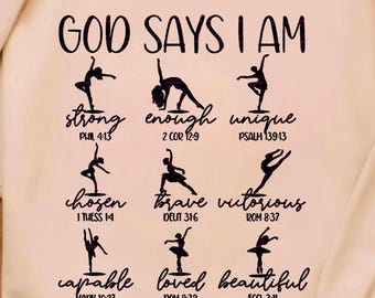 Girls Bible Verse Shirt Png, God Says I Am Cheerleading Svg file, Strong Brave, Girls Cheerleading Png, God Say Shirt Png, Girls Christian