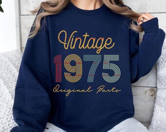 Vintage 1975 Birthday PNG, Original Parts Since 1975 Design, Retro 50th Birthday Shirt Graphic, Classic Born In 1975 Gift, Vintage Style Tee