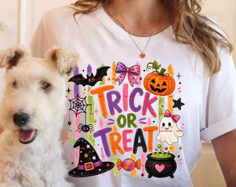 Trick or Treat Halloween png, Cute Spooky Tee design, Halloween sublimation, Witch Hat Shirt Png, Fall Halloween Gift ideas, Aesthetic png