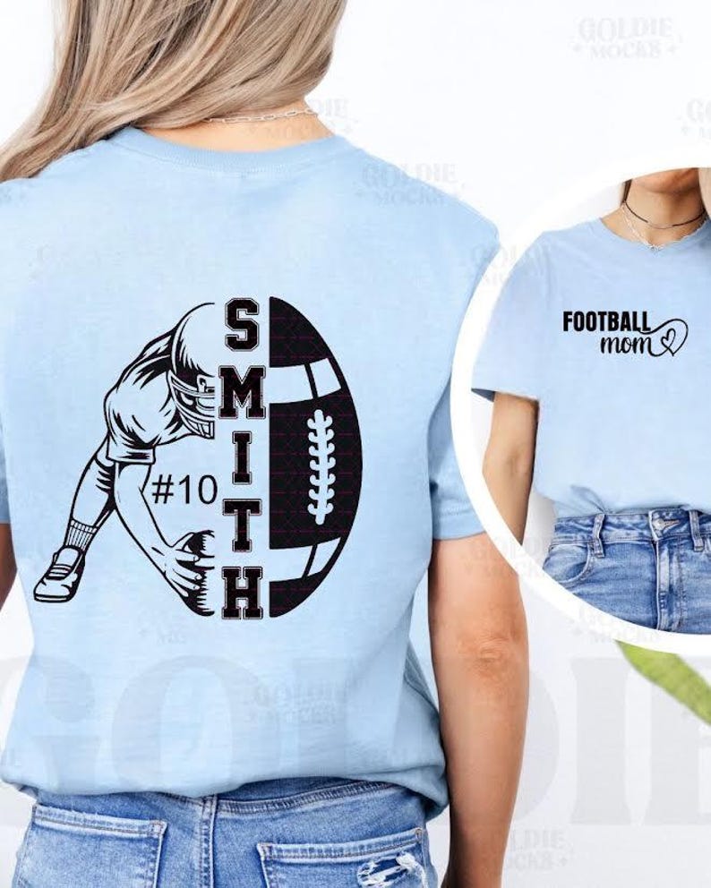 Custom Football Mom Shirt PNG, Personalized Player Name Number Football ...