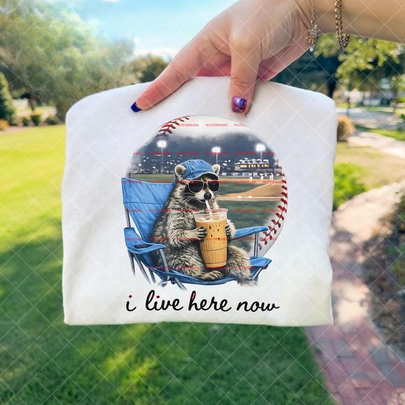 Baseball Raccon Funny Baseball Raccoon Png, I Live Here Now PNG, Baseball Mom Humor ...