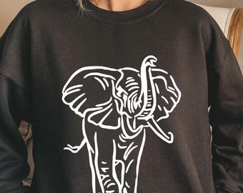 Tribal Elephant Line Art FileElephant SVG file PNG file, Wildlife Animal Silhouette, Safari Cricut Clipart, African Elephant Stencil Png