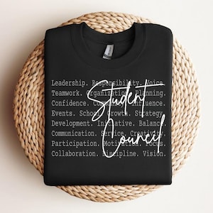 Design PNG para Conselho Estudantil, Gráfico Sublimado para Equipe de Liderança Escolar, Arquivo Digital para Impressão para Camiseta de Presidente de Turma