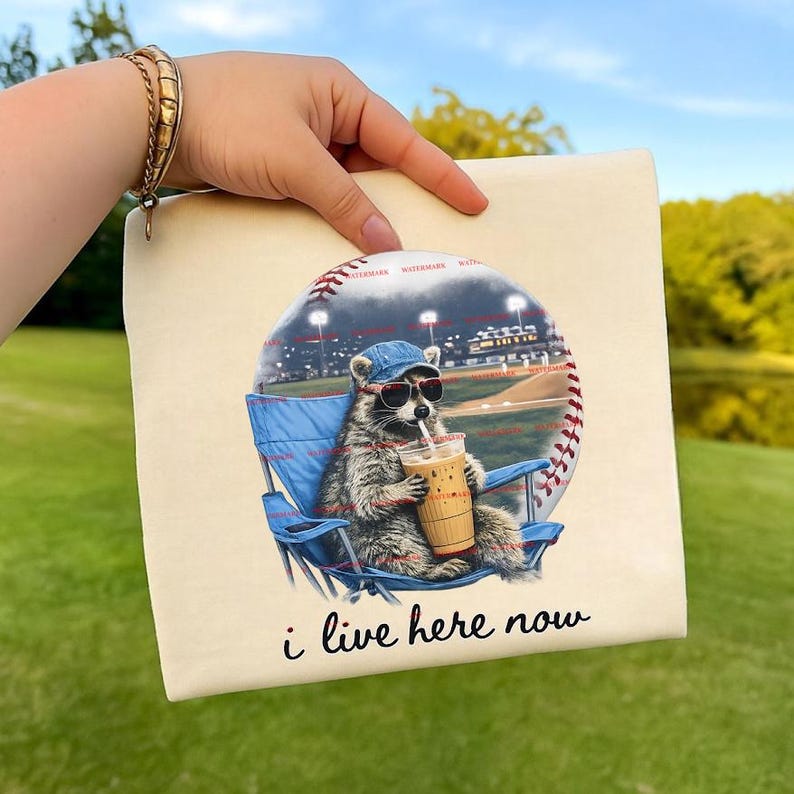 Baseball Raccon Funny Baseball Raccoon Png, I Live Here Now PNG, Baseball Mom Humor ...