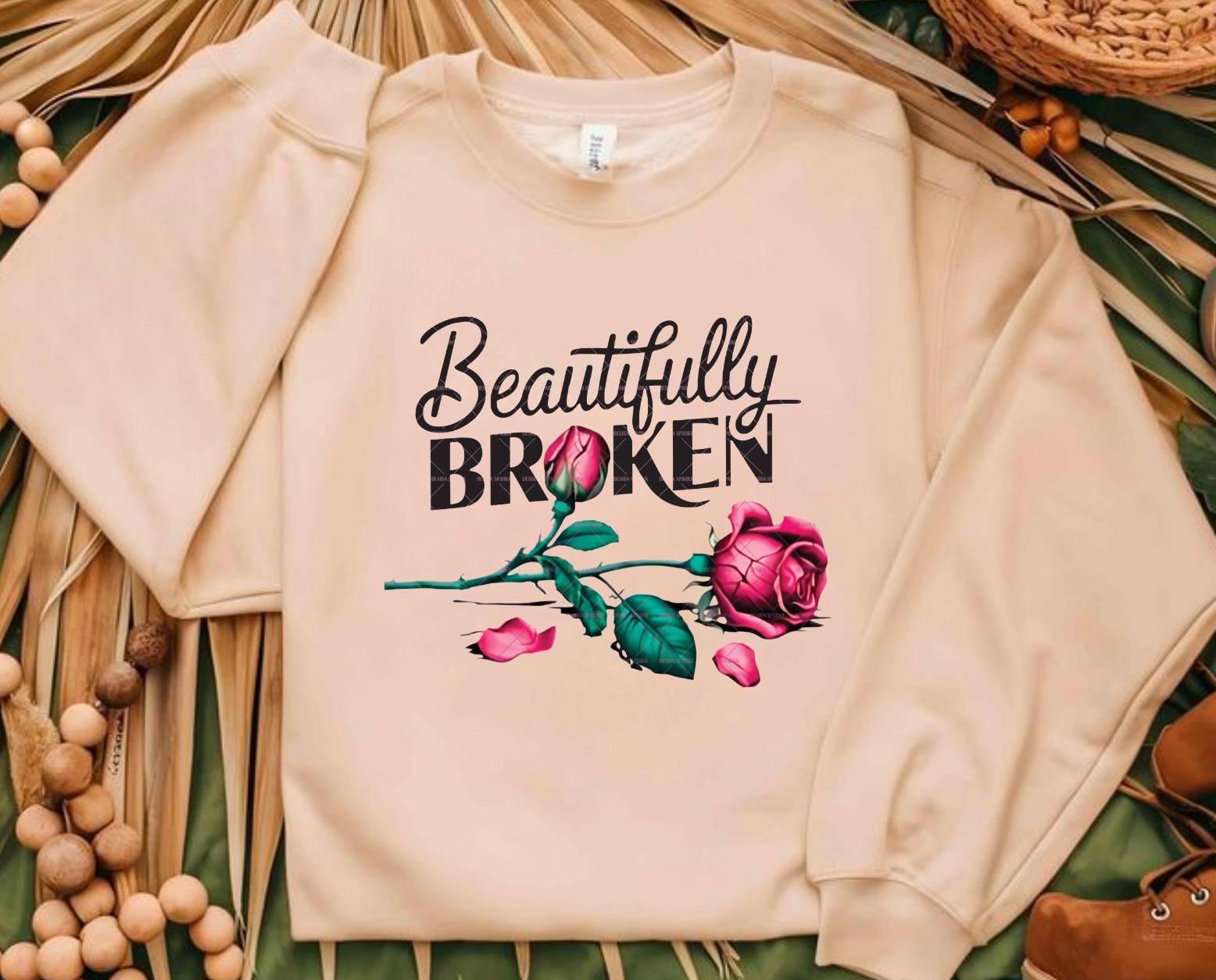 Heartbreak Rose Png, Aesthetic Floral Art T-Shirts Png, Stickers, Valentine Png, Valentine gift, Valentine Broken, Beautifully broken Girl