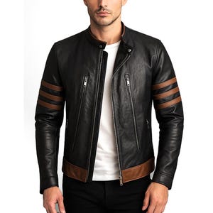 Wolverine Themed Men&#39;s Leather Jacket - X Men Jacket Made Cow Leather - Men&#39;s Character Leather Jacket By urban Luxe