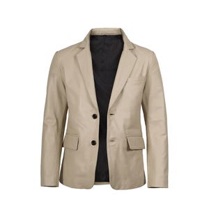 Men&#39;s Sheepskin Leather Blazer: Slim Fit, Classic Style Coat