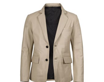 Men's Sheepskin Leather Blazer: Slim Fit, Classic Style Coat