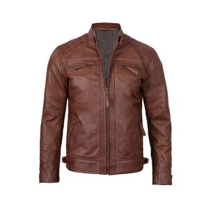 Handmade Sheepskin Brown Biker Jacket: Urban Luxe Moto Style Outwear