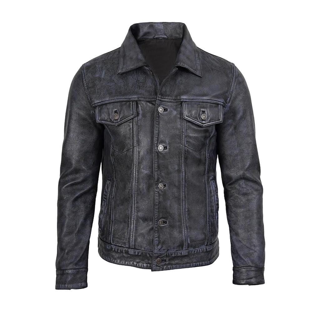 Men's Black Lambskin Leather Harrington Jacket | Genuine Soft