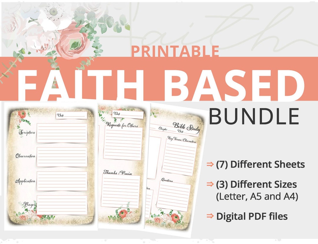 Printable Faith Bundle, Bible Study Sheets, Faith Based Journaling ...
