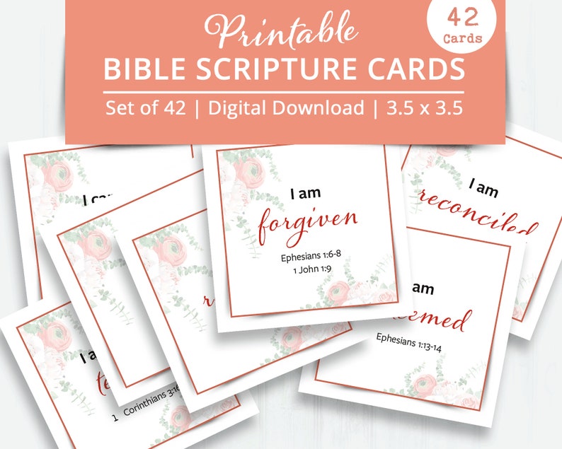 42 Bible Memory Verse Cards Printable Scripture Cards Encouraging Verse