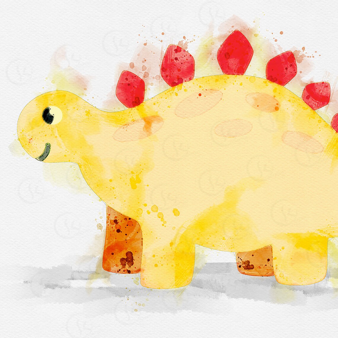 Printable Dinosaur Art Watercolor Dinosaur Print Set of 4 Dinosaur