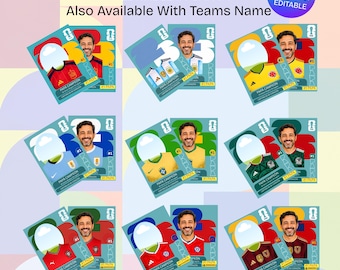 Sticker Template for Dad Bundle (Canva Editable) | 10 Teams Custom Soccer Card (Digital Download)