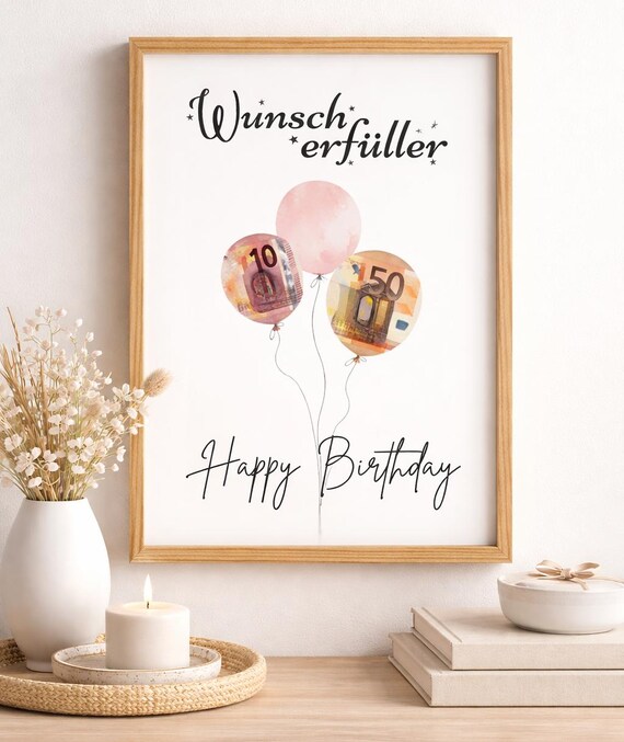 Personalisiertes Geldgeschenk Geburtstag | Last-Minute Geburtstagsgeschenk | Wunscherfüller | PDF in den Größen A3, A4 & A5 | Sofortdownload
