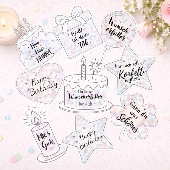 Geldgeschenk Schüttelkarte Geburtstag Set | Verpackung für Geld & Gutschein | Wunscherfüller | Bastelvorlage PDF Druckvorlage Geschenk DIY