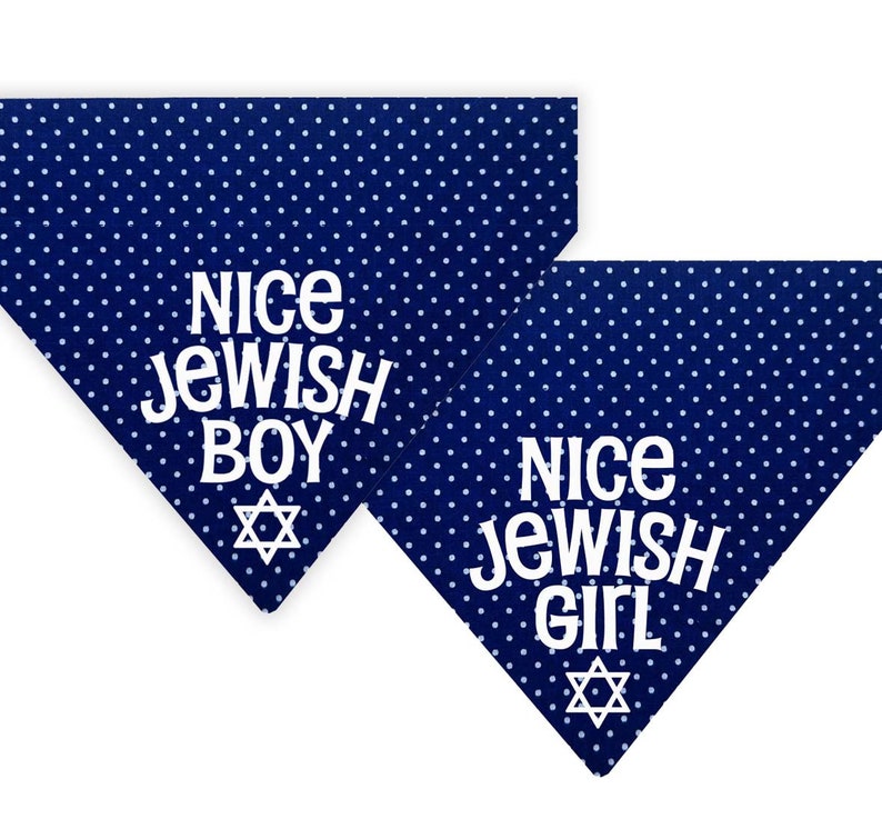 Nice Jewish Boy Pet Bandana Nice Jewish Girl Pet Bandana Hanukkah Dog and Cat Bandana Over the Collar Bandana image 6