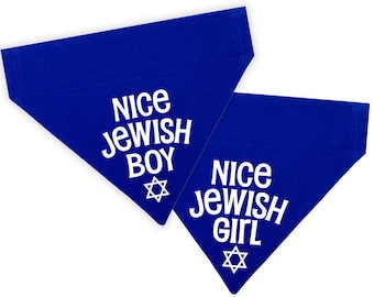 Nice Jewish Boy Pet Bandana - Nice Jewish Girl Pet Bandana - Hanukkah Dog and Cat Bandana - Over the Collar Bandana