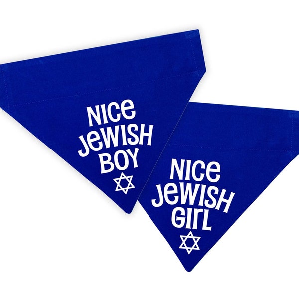 Nice Jewish Boy Pet Bandana - Nice Jewish Girl Pet Bandana - Hanukkah Dog and Cat Bandana - Over the Collar Bandana