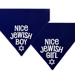 Nice Jewish Boy Pet Bandana Nice Jewish Girl Pet Bandana Hanukkah Dog and Cat Bandana Over the Collar Bandana image 5