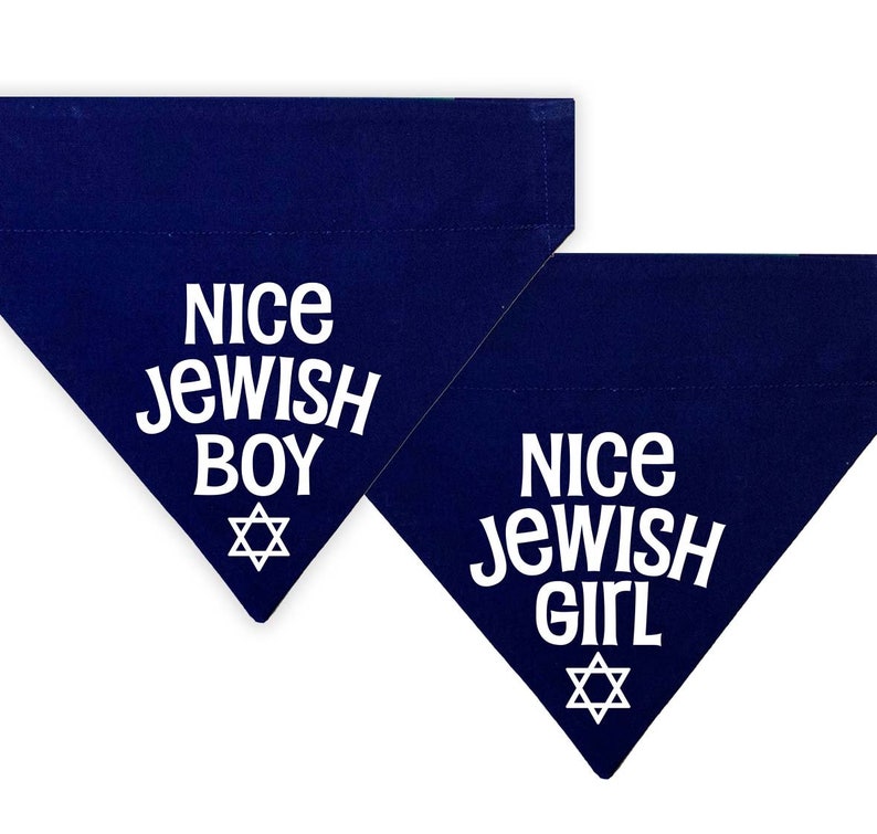 Nice Jewish Boy Pet Bandana Nice Jewish Girl Pet Bandana Hanukkah Dog and Cat Bandana Over the Collar Bandana image 5