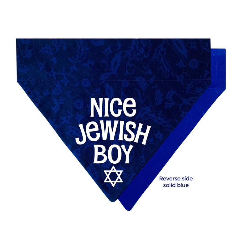 Nice Jewish Boy Pet Bandana Nice Jewish Girl Pet Bandana Hanukkah Dog and Cat Bandana Over the Collar Bandana XS - Blue/Floral