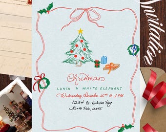 Faire-part de Noël/fête des fêtes personnalisable dessiné à la main