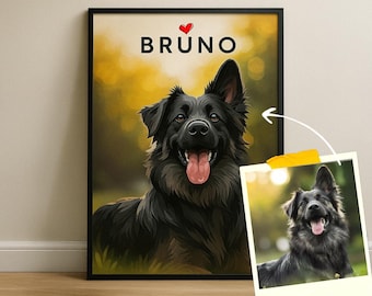 Custom Pet Portraits from Photos, Pet Memorial GIF, Dog Portrait, Pet Art Pet Drawing, Digital Download, Custom Pet Portrait Painting