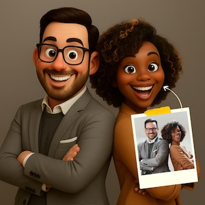 Pixar Style Portrait from Photo - Custom Digital Art - Personalized Cartoon Gift for Couples, Family, Kids - Unique Wall Art Printable