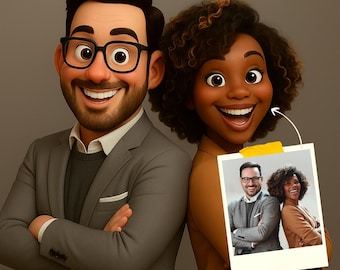 Pixar Style Portrait from Photo - Custom Digital Art - Personalized Cartoon Gift for Couples, Family, Kids - Unique Wall Art Printable