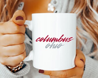 Taza de café de Columbus, Ohio: regalo minimalista para residentes, aficionados, estudiantes y exalumnos.