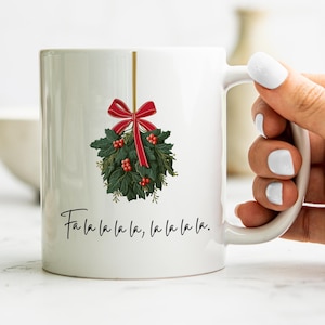 Christmas Carol Coffee Mug: Fa La La Holiday Holly Ball, Festive Gift