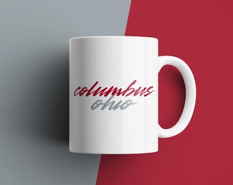 Taza de Columbus, Ohio: Diseño minimalista de ciudad con letras cursivas