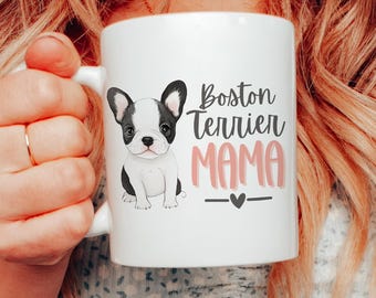 Boston Terrier Mama Kaffeetasse: Aquarell Hündchen Liebhaber Geschenk