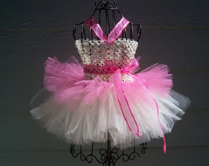 Baby Girl Tulle Tutu Dress Pink/ivory Tutu Dress Tutu Baby Etsy