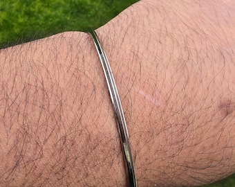 Stainless Steel Thin Kara Sikh Singh Kaur Khalsa Bangle One Edge Collar Design Kada T3A Bracelet Karray Karha Silver Tone Sikhism Kakar 5Ks