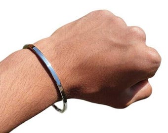 Bracelet jonc Sikh Kara en acier inoxydable Singh Kaur pendjabi lisse plat fin Kada Khalsa Y12G
