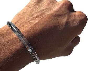 Bracelet sikh Kara plaqué argent Khanda gravé au laser Kada Singh Kaur Khalsa Kakaar Pendjabi sikhisme jonc jonc Karra Design 60