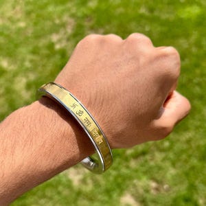 Hindu Steel Brass Kara Om Namah Shivay Mantra Engraved Smooth Flat Kada Bangle B