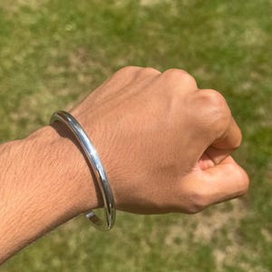 Stainless Steel Kara Smooth Round Thick Sikh Bangle Singh Kaur Kada Punjabi J22G
