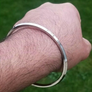 Pulsera fina Sikh Kada de acero inoxidable Kara Lines, brazalete Singh Kaur Khalsa Q2G