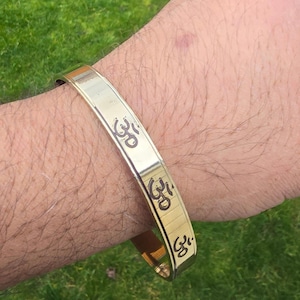 Brazalete de latón Om Kara Hindu Pittal, diseño liso, sin juntas, Ohm Kada, meditación O1A, pulsera Karray Karha Sikh Shiv