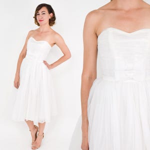 1950s White Tulle Cupcake Wedding Dress XXS
