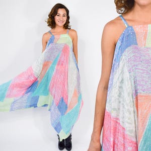 2000s Pastel Pink & Blue Scarf Dress, One Size