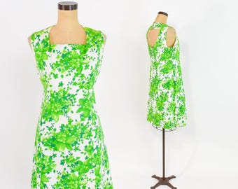 1960er Jahre Limettengrünes Etuikleid | Ärmelloses Twiggy Kleid Medium