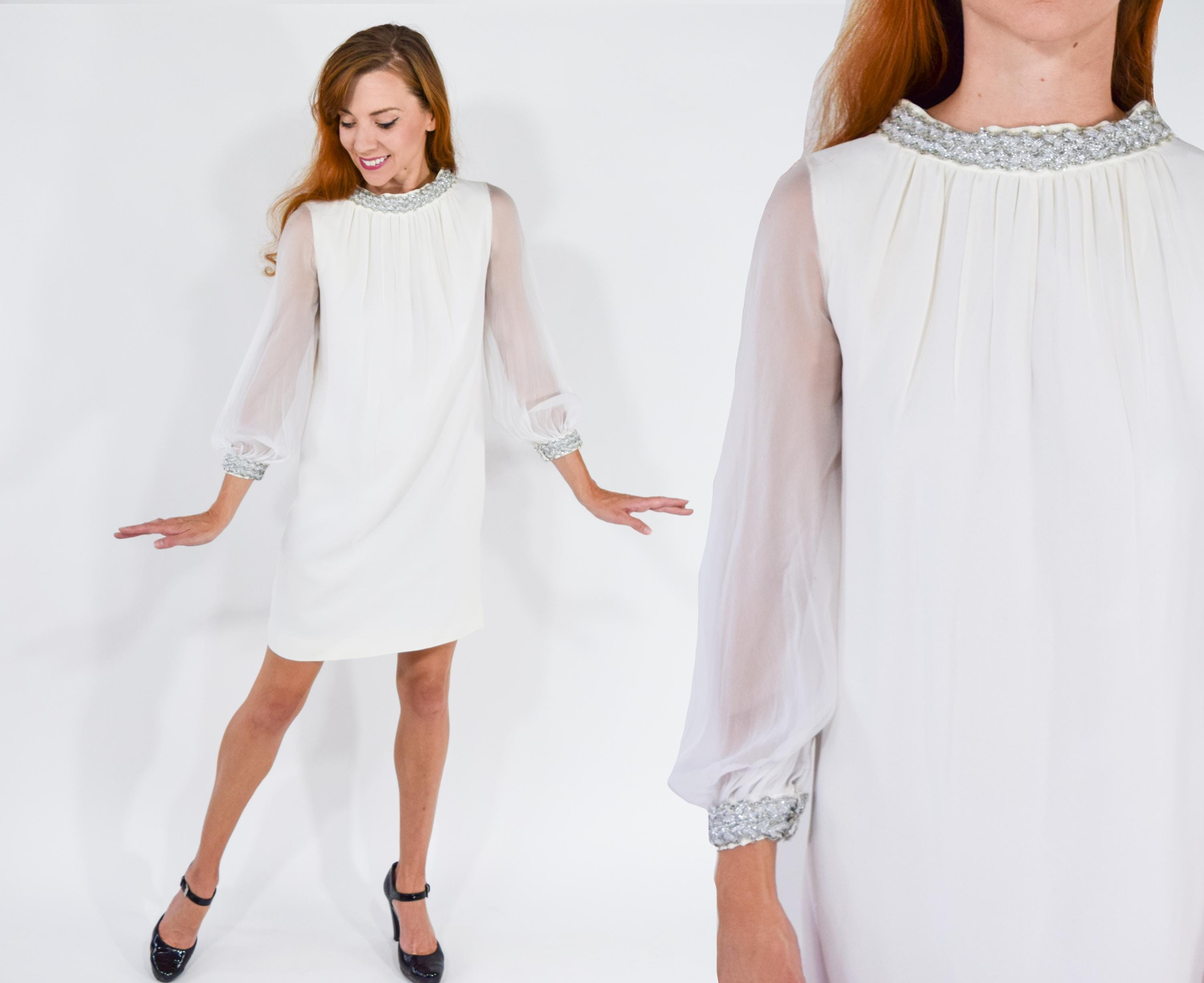 60s White Mini Dress - Etsy Singapore