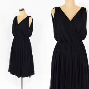 1960s Seiden Chiffon Kleid in schwarz