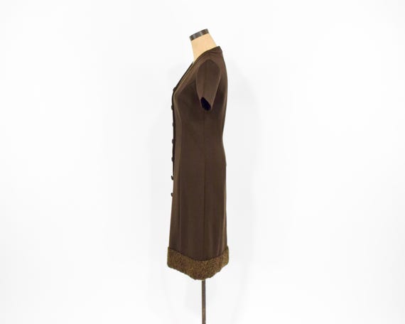 brown fur trim dress retroféte Women's Elspeth Faux Fur Dress - Black main image 1
